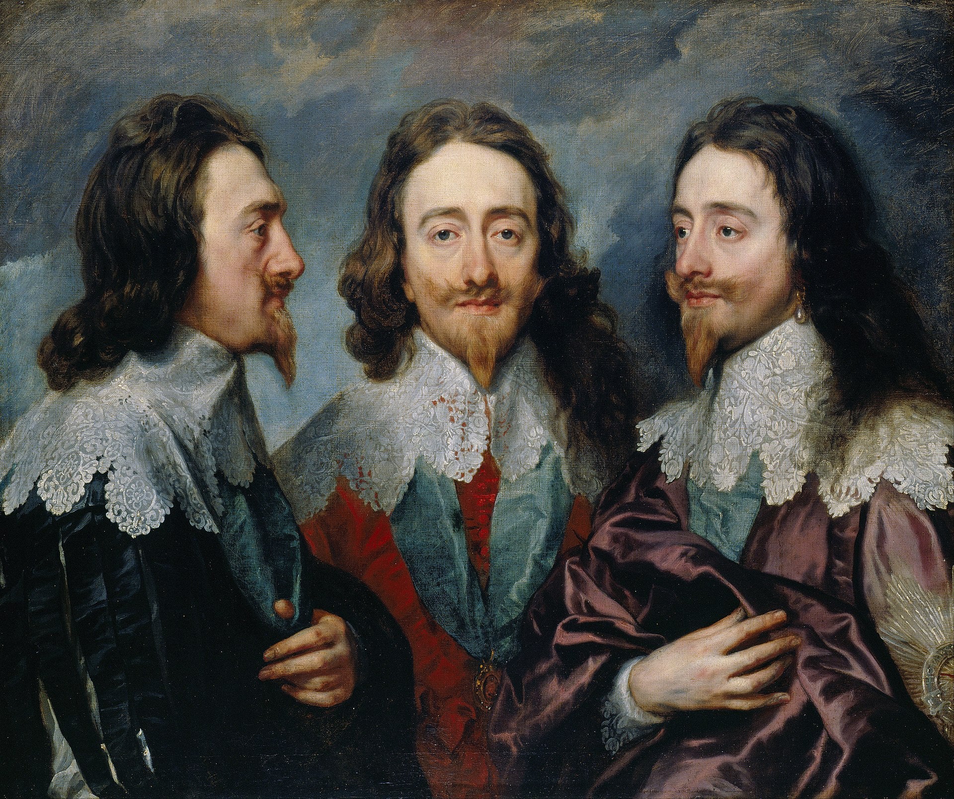 Reproduction du tableau « 👑 Triple Portrait de Charles Ier – Anthony van Dyck (vers 1635–1636) » par Alpha Reproduction en peinture à l’huile