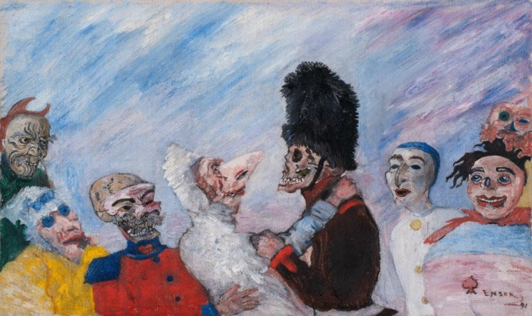 Squelette arrêtant masques, 33 x 55 cm (1891) - James Ensor