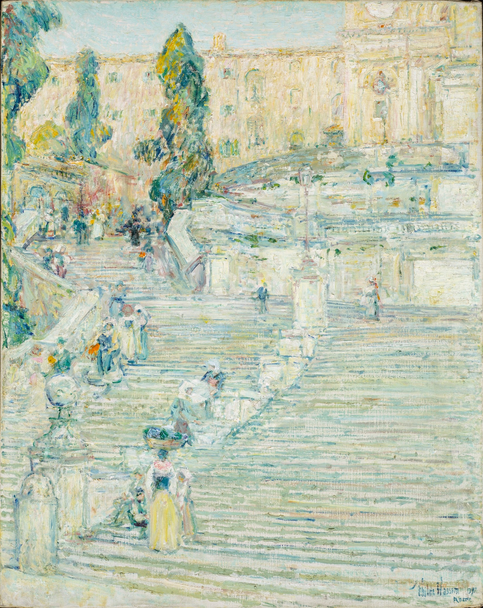 L'escalier espagnol, Rome - Childe Hassam