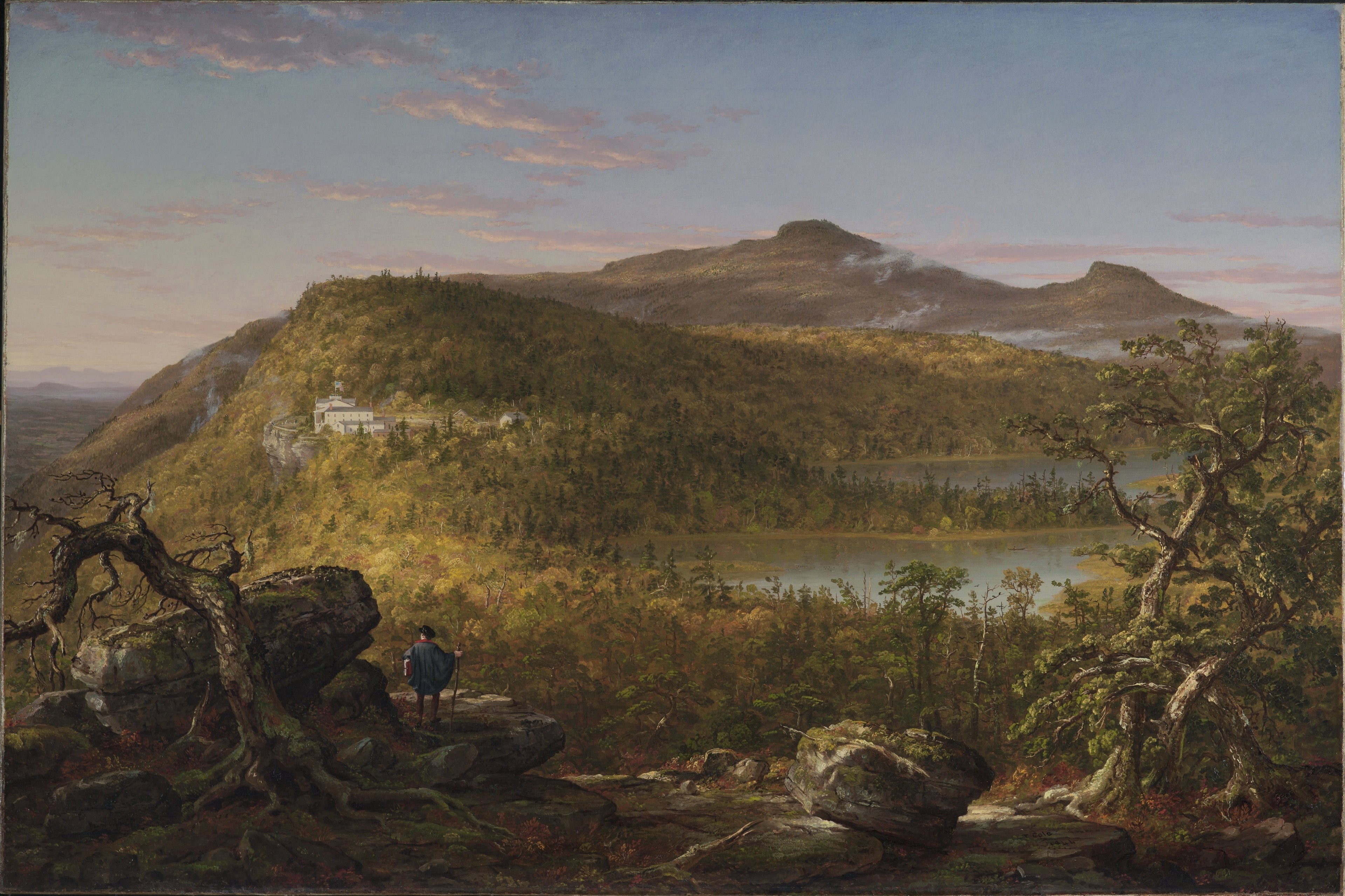 Vue des deux lacs et de Mountain House, montagnes Catskill, matin - Thomas Cole