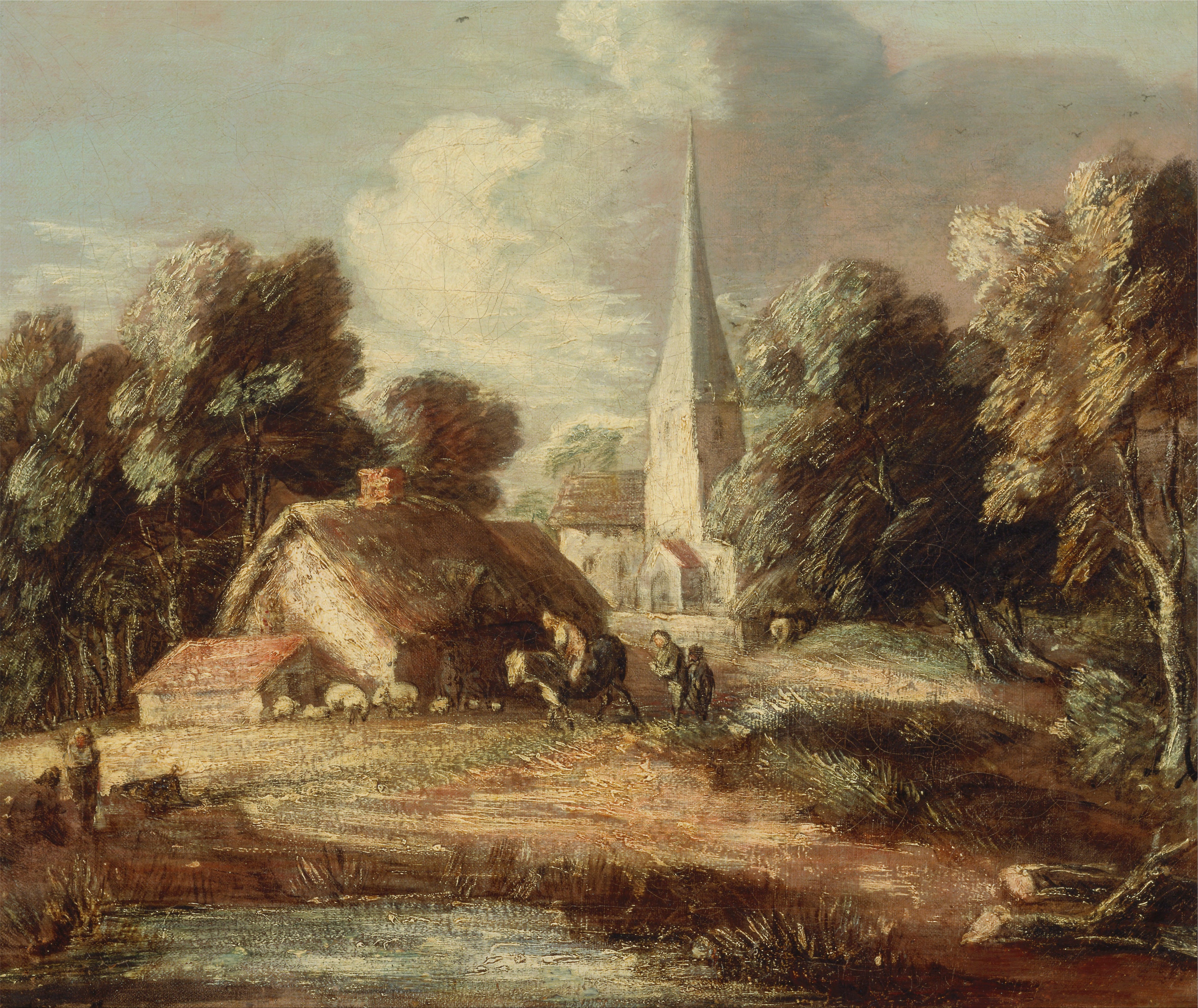 Paysage avec chalet et église - Thomas Gainsborough