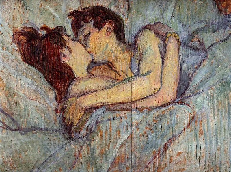 Vuoteessa, suudelma - Henri de Toulouse-Lautrec