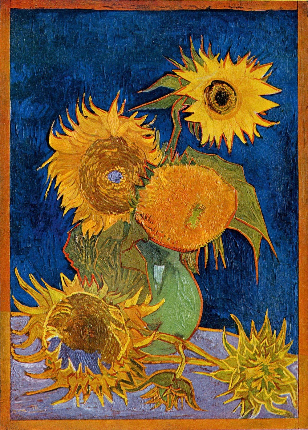 🌻 Auringonkukat (kuninkaansininen tausta) – Vincent van Gogh (1888)