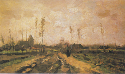 Maisema kirkon ja talojen kanssa - Vincent van Gogh
