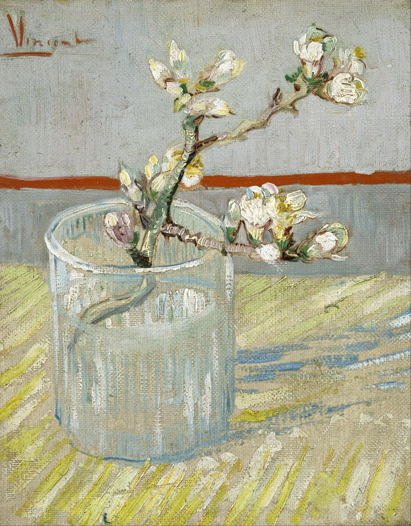 Mantelipuun oksa kukassa lasissa - Vincent van Gogh