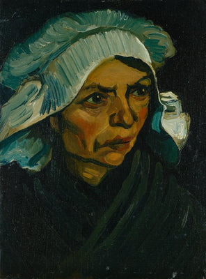 Maatilan naisen pää valkoisessa myssyssä - Vincent van Gogh