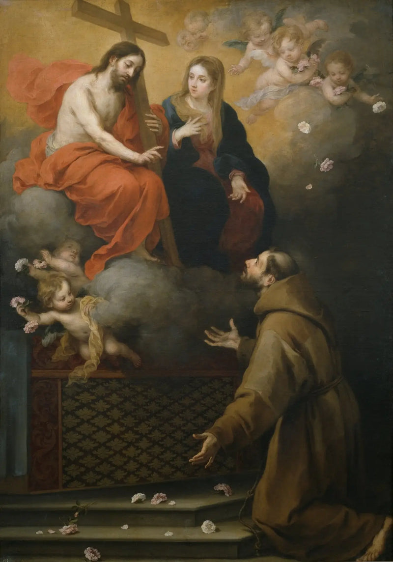 Pyhän Fransiska näkemys Portioncule - Bartolomé Esteban Murillo