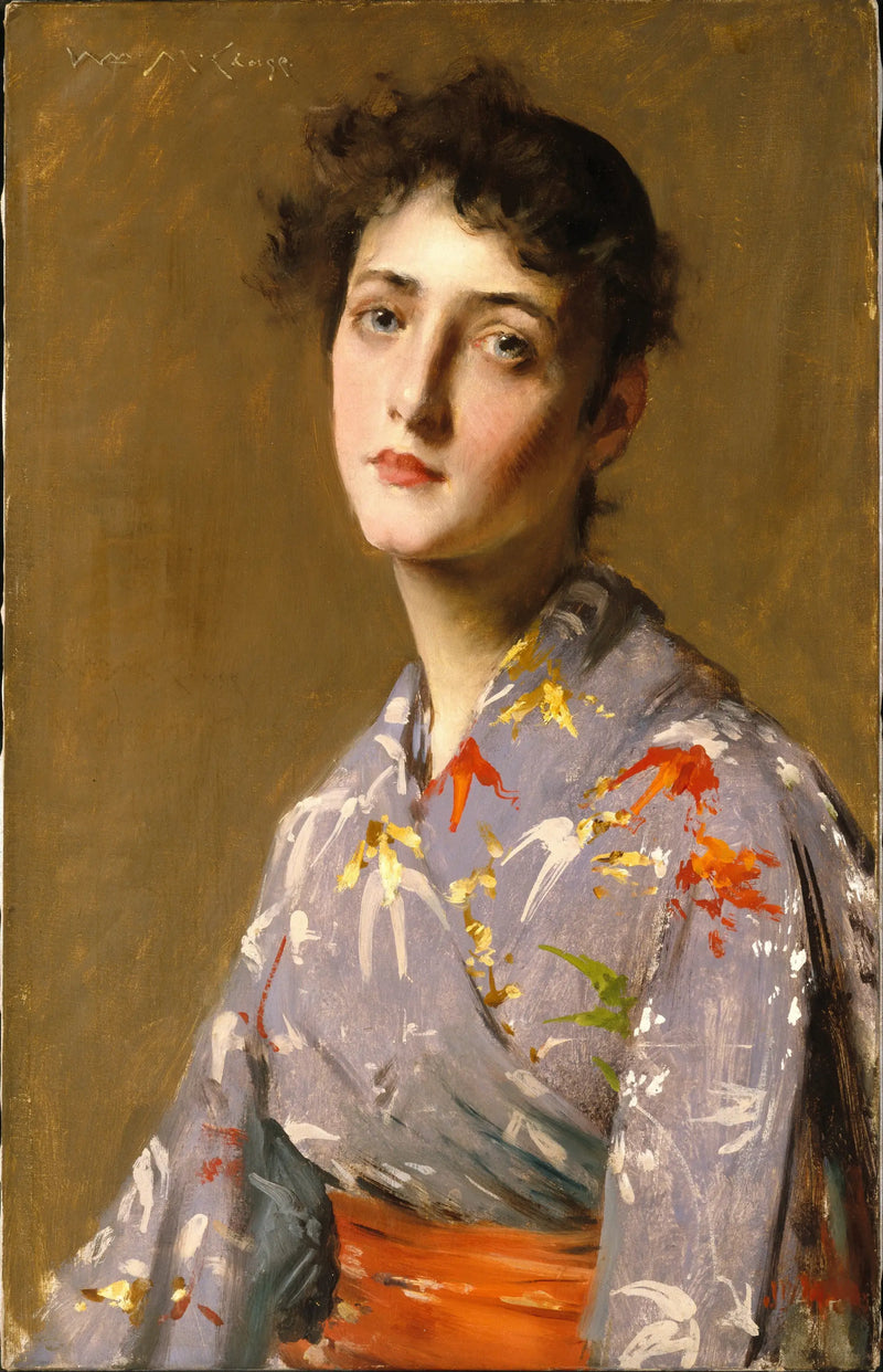 Tyttö japanilaisessa puvussa - William Merritt Chase