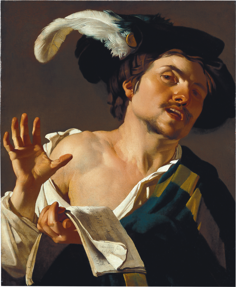 Jeune homme qui chante - Dirck van Baburen image 1 copie peinte à la main à l’huile