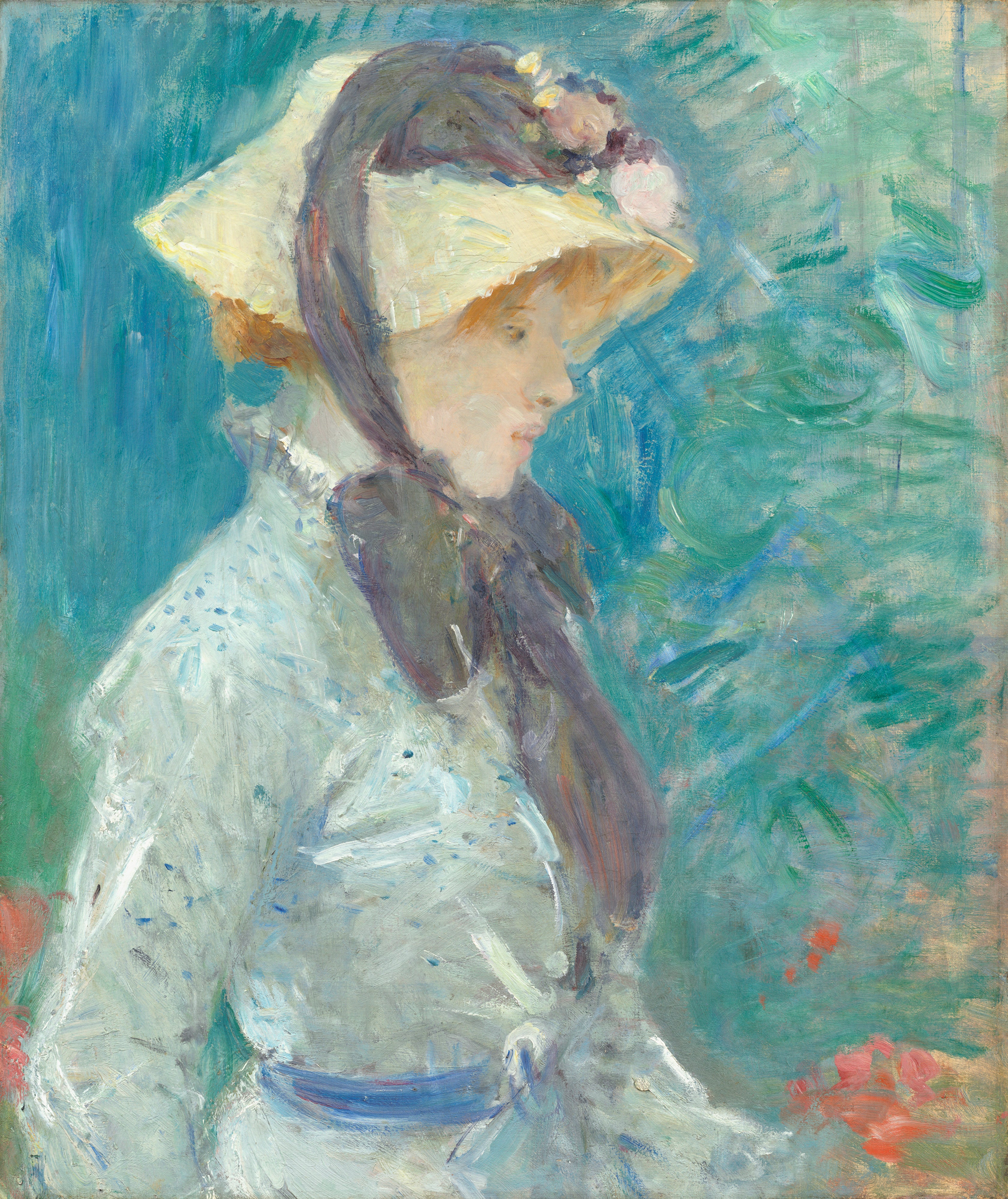 Reproduction du tableau « Jeune femme au chapeau de paille - Berthe Morisot » par Alpha Reproduction en peinture à l’huile
