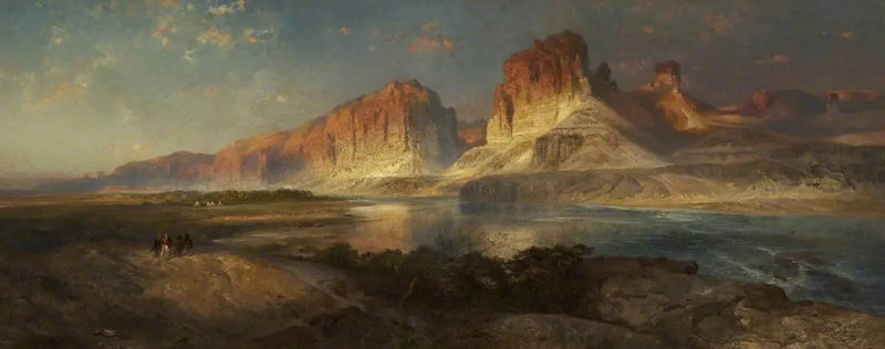 Lähempänä leiriä, iltaisin Colorado-joen yläpuolella, Wyoming - Thomas Moran