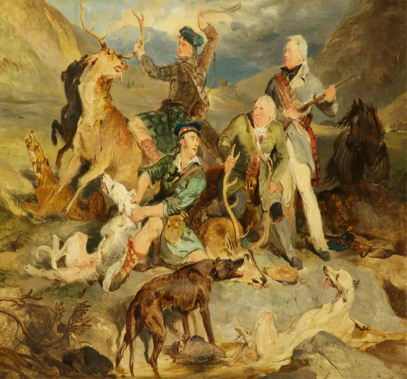 Metsästyksessä hirvelle: Athollin herttua metsänhoitajien kanssa - Edwin Henry Landseer