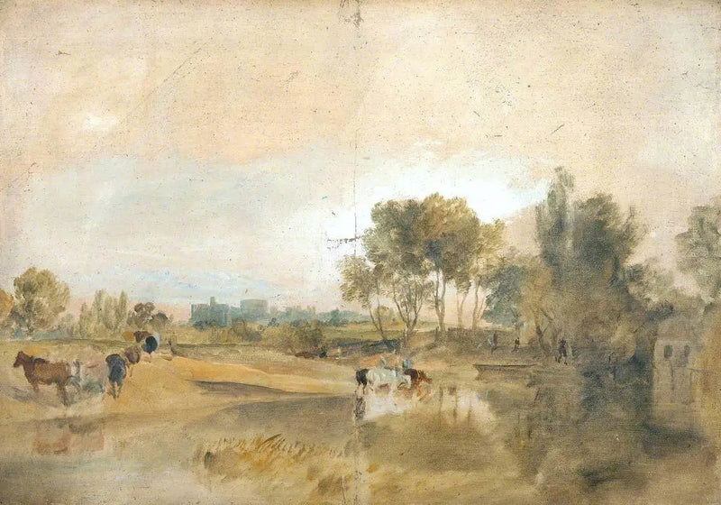 Thamesin sivujohto Windsorin linnan taustalla - J. M. W. Turner