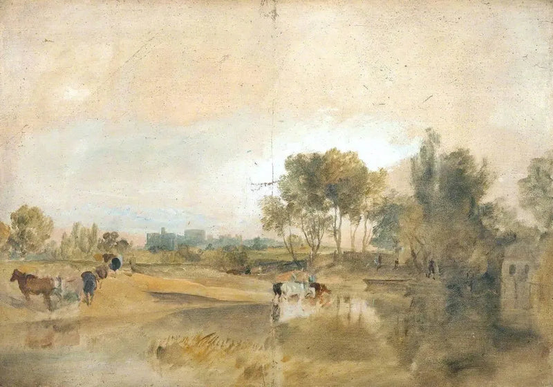 Thamesin sivujohto Windsorin linnan taustalla - J. M. W. Turner