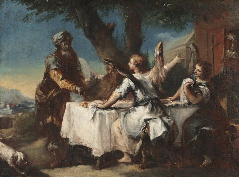 Abraham vastaanottaa kolme enkeliä - Francesco Guardi