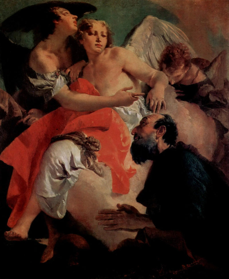 Abraham rukoilee kolmen enkelin edessä - Giovanni Battista Tiepolo
