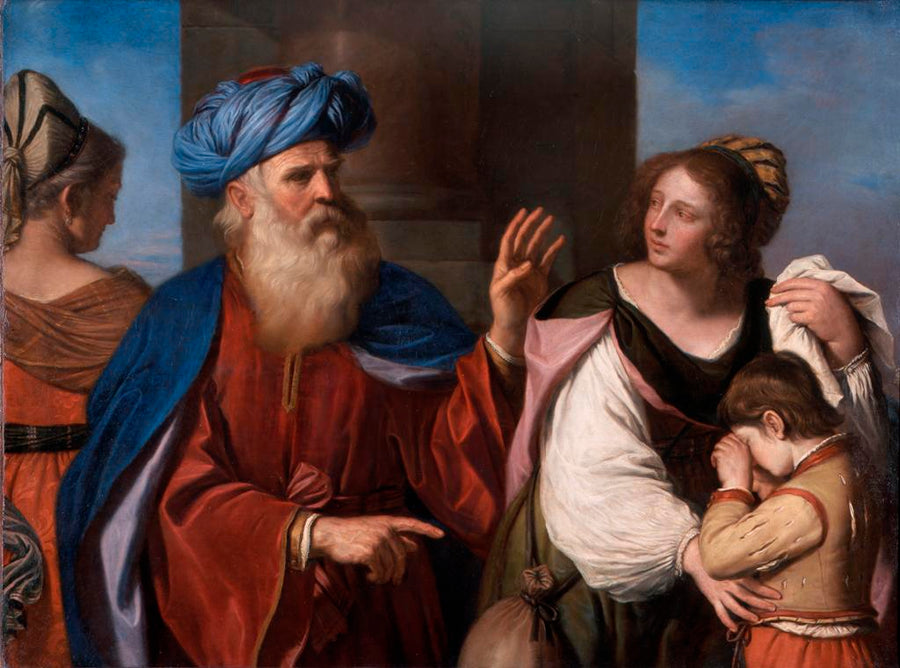 Abraham hylkäävä Agar - Guercino