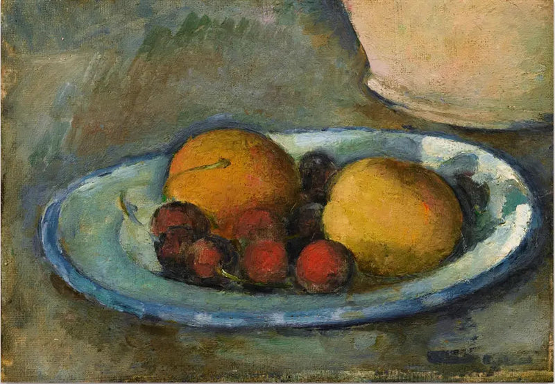 Aprikoosit ja kirsikat lautasella - Paul Cézanne