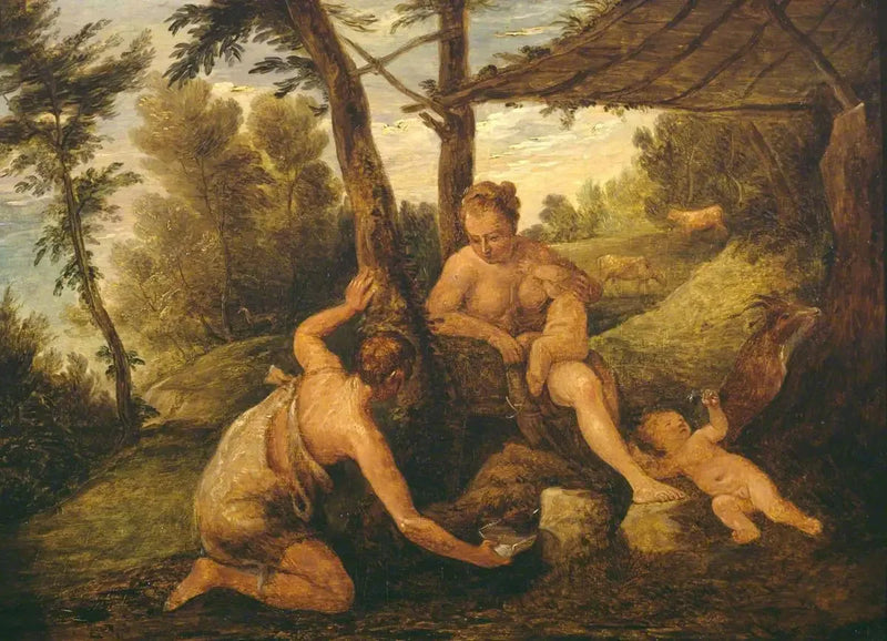 Aadam ja Eeva karkotuksen jälkeen (Paolo Véronèsen ja hänen työpajansa mukaan) - David Teniers nuorempi