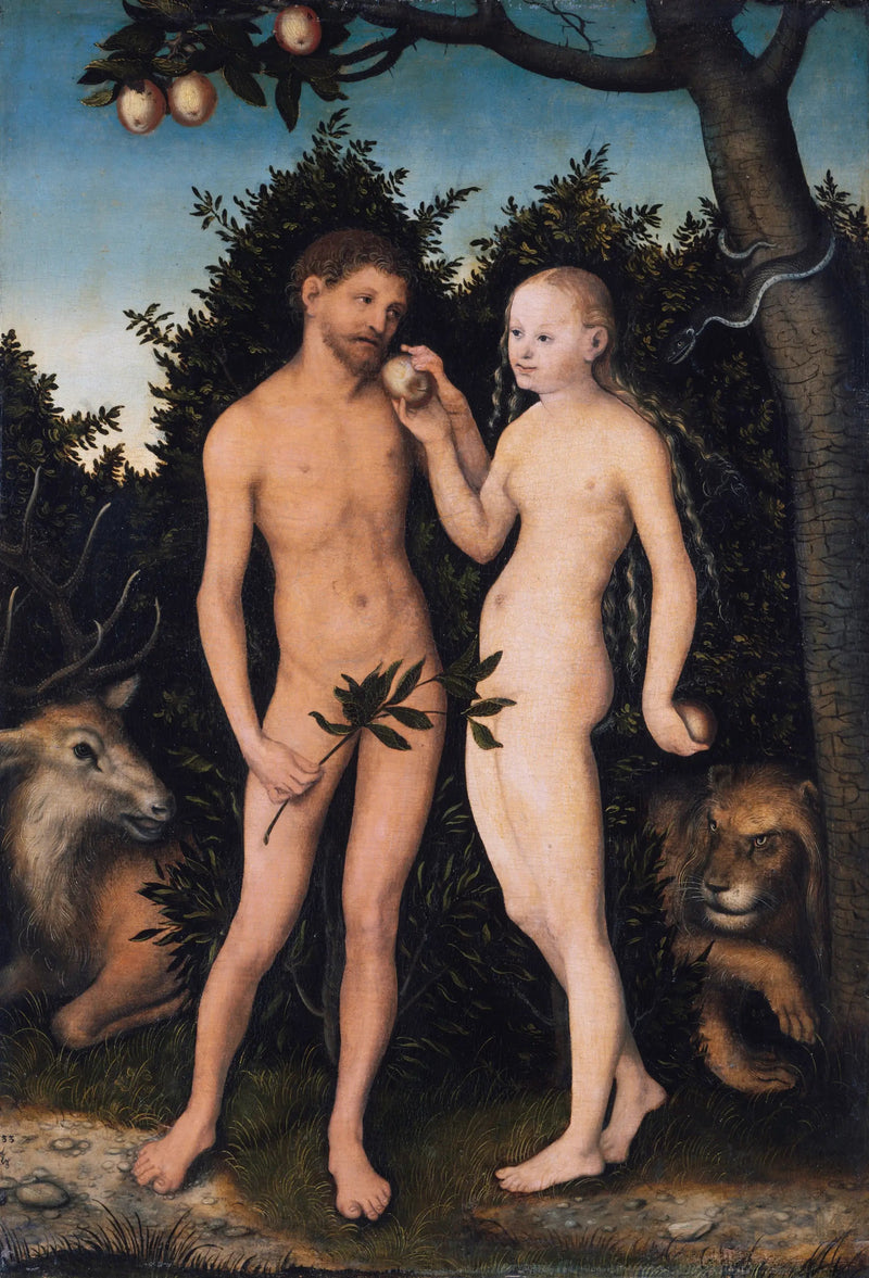 Aadam ja Eeva Paratiisissa - Lucas Cranach vanhempi