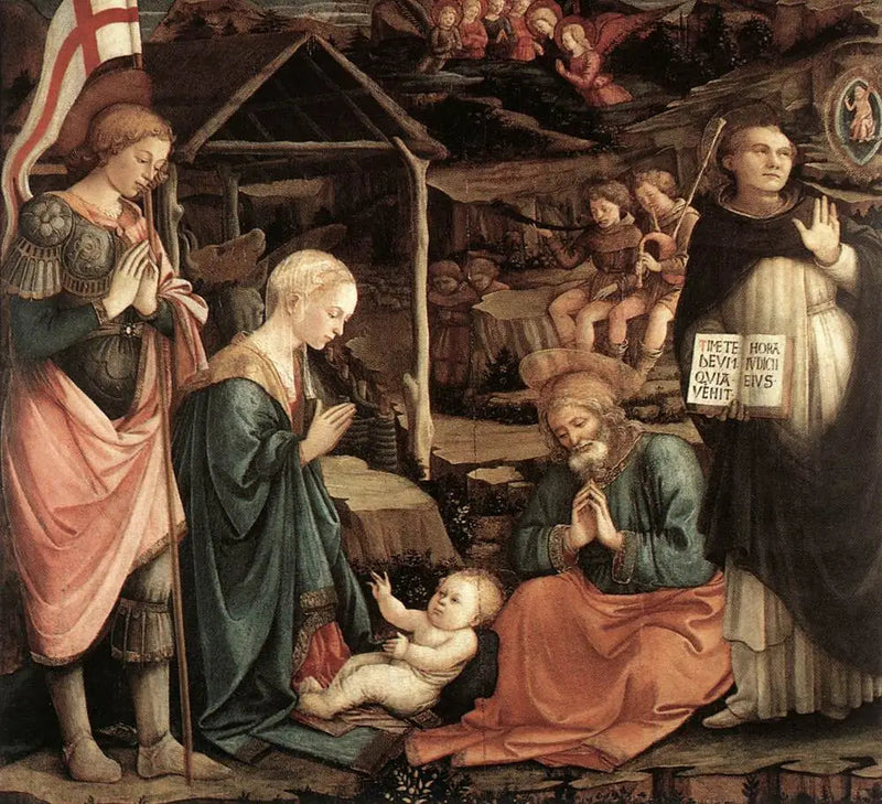 Lapsen ylistys pyhimys Vincent Ferrierin ja pyhimys Georgesin kanssa - Fra Filippo Lippi