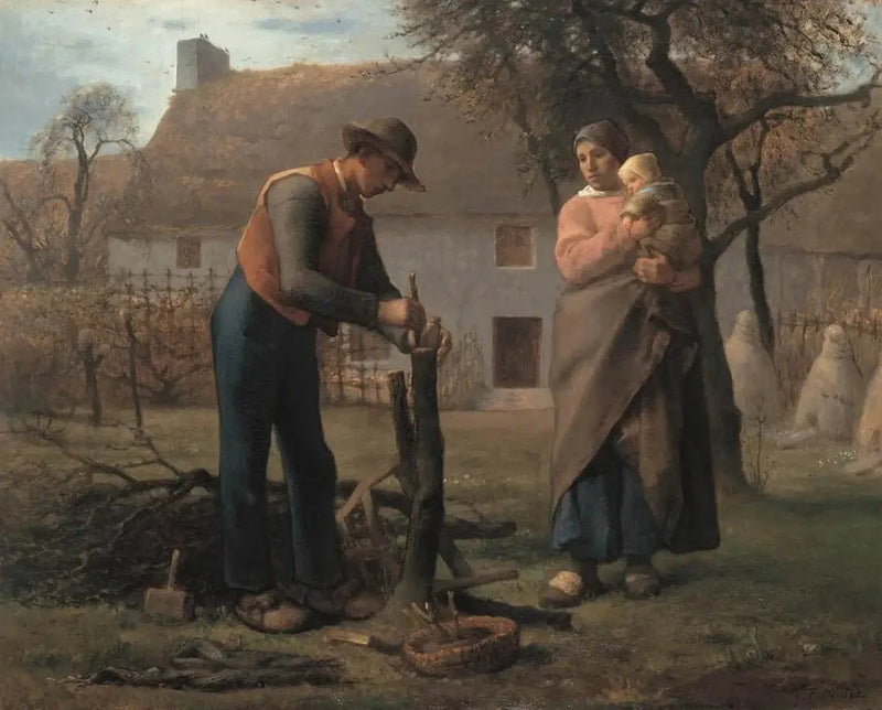 Maatalainen istuttamassa silmukka lehmään - Jean-François Millet