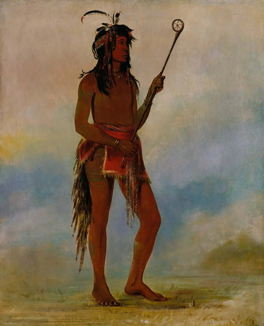 Ah-nó-je-nahge, Hän, joka seisoo molemmilla puolilla, arvostettu pallopelaaja - George Catlin