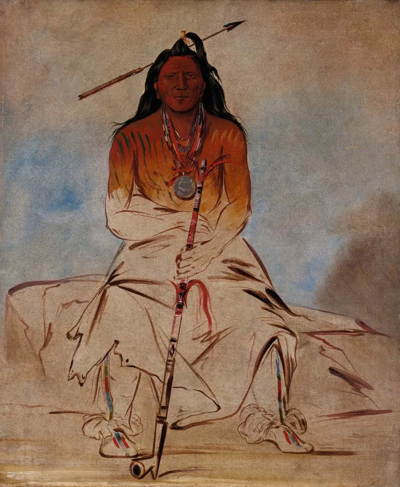 Ah-sháw-wah-róoks-te, lääketieteellinen hevonen, suuri rohkea Pawnee - George Catlin