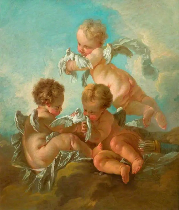 Ilma : Kolme pikkutyttöä linnuilla - François Boucher