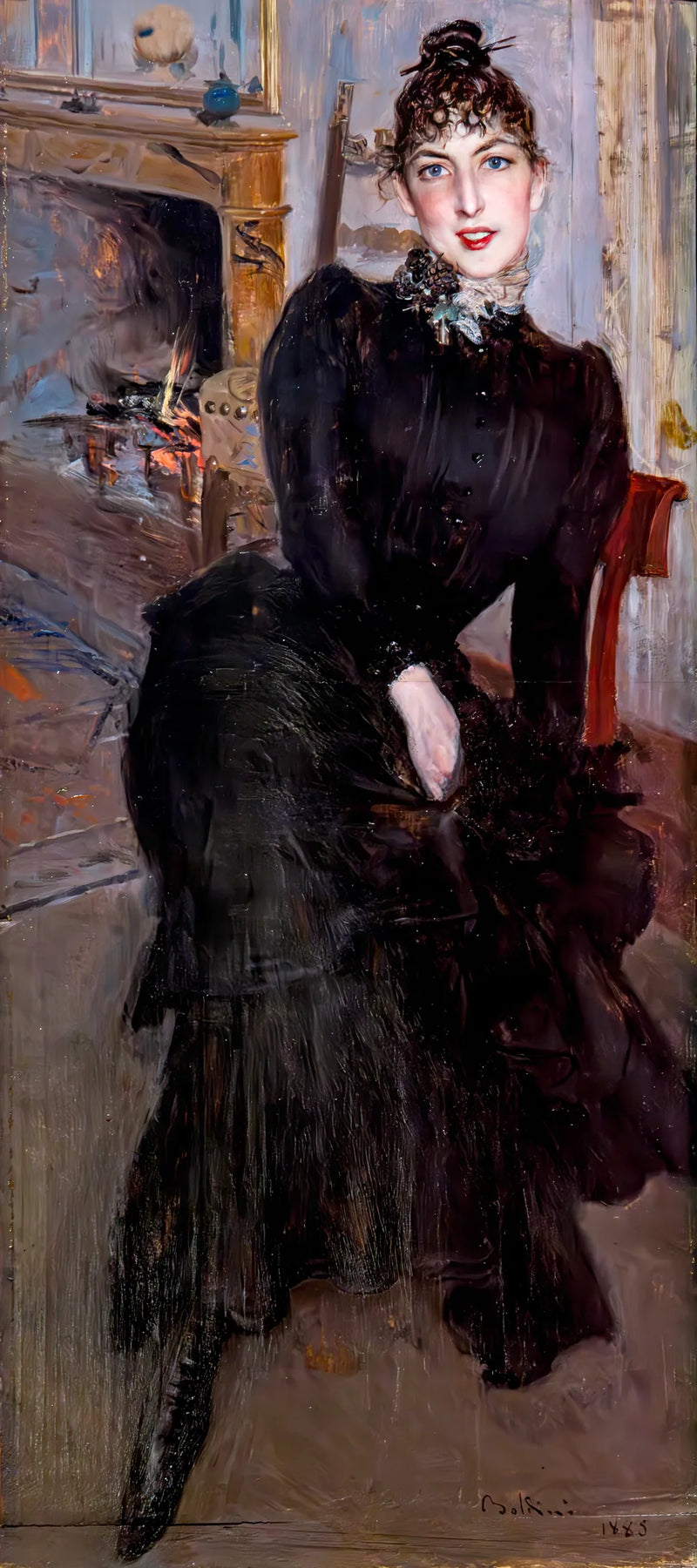 Alaide Banti takan vieressä - Giovanni Boldini
