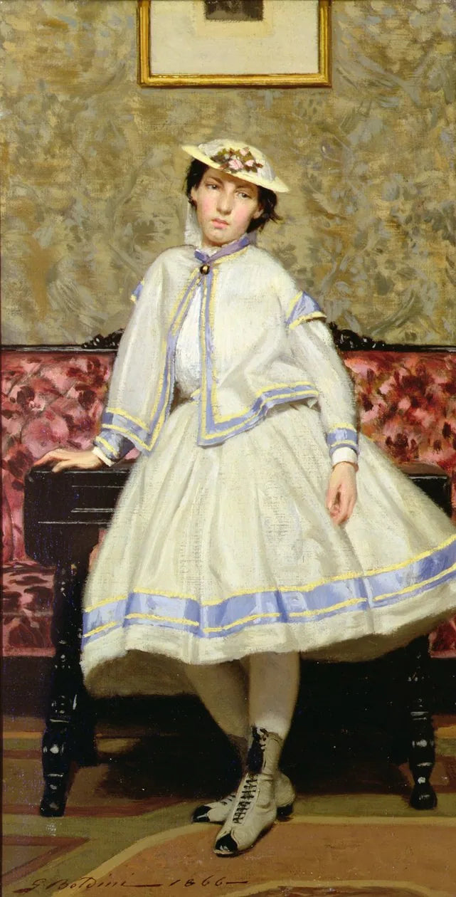 Alaide Banti valkoisessa mekossa - Giovanni Boldini