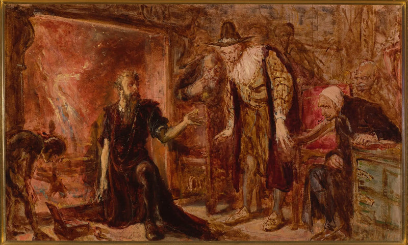 Alkemisti Sendivogius ja Sigismund III, luonnos - Jan Matejko