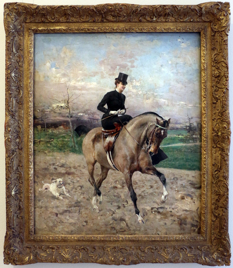 Alice Regnault ratsastamassa - Giovanni Boldini