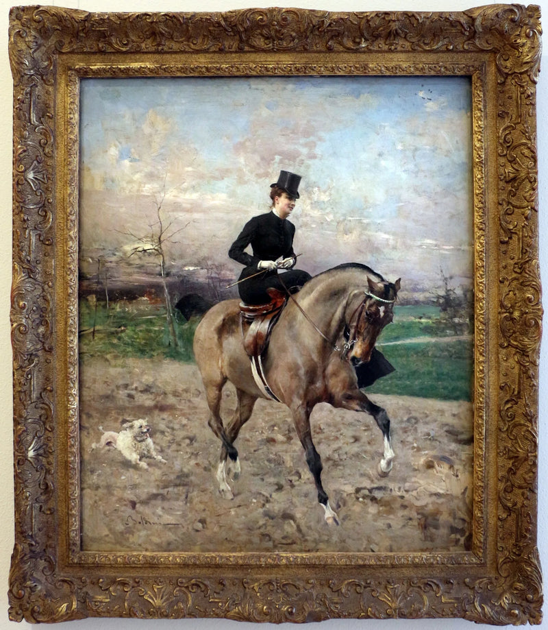 Alice Regnault ratsastamassa - Giovanni Boldini