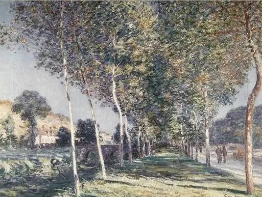 Allée de peupliers aux environs de Moret-sur-Loing - Alfred Sisley image 1 tableau peint à l’huile sur toile