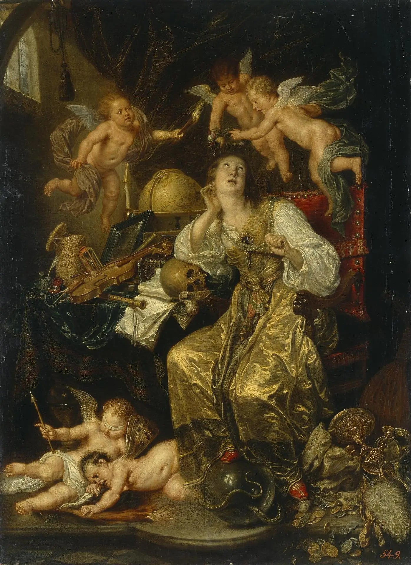 Allégorie de la prudence triomphant de la vanité (Allégorie de la foi) - David Teniers le Jeune - Alpha Reproduction