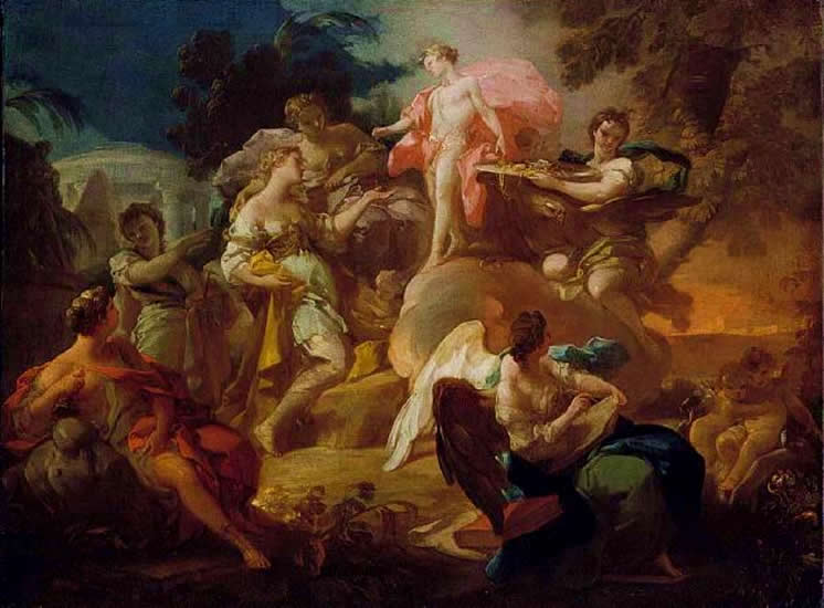Taideallegoria Apollonin ja Chariten kanssa - Corrado Giaquinto