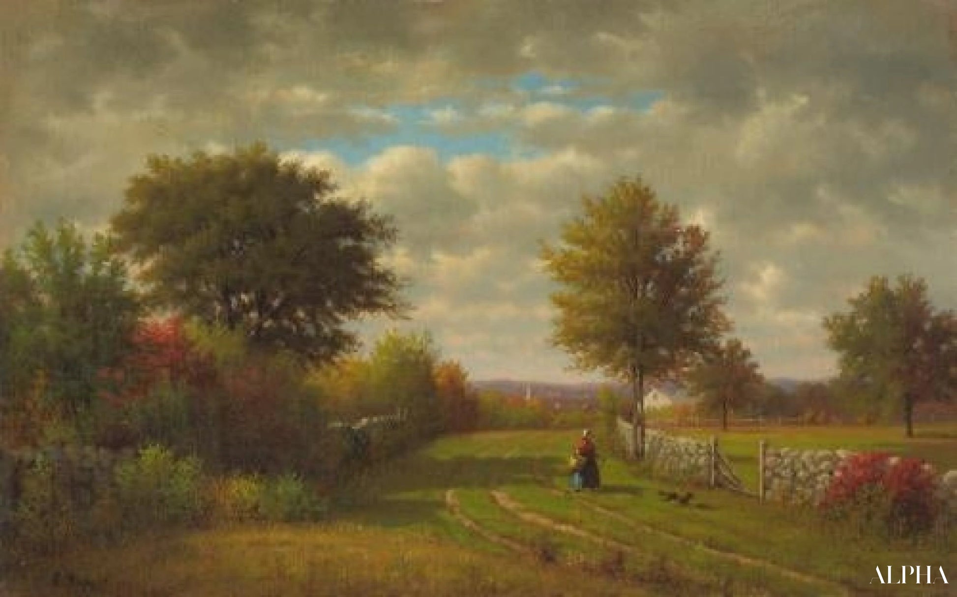 Meneillään markkinoille - George Inness - Korkealaatuiset taulujen ja maalauksien reproduktiot
