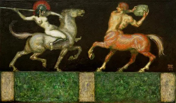 Amazone ja Kentauri - Franz von Stuck