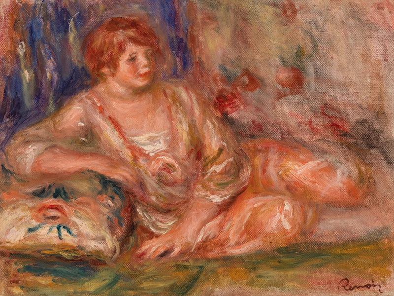 Andrée vaaleanpunaisena, makuulla (Andrée vaaleanpunaisena ojennettuna) - Pierre-Auguste Renoir