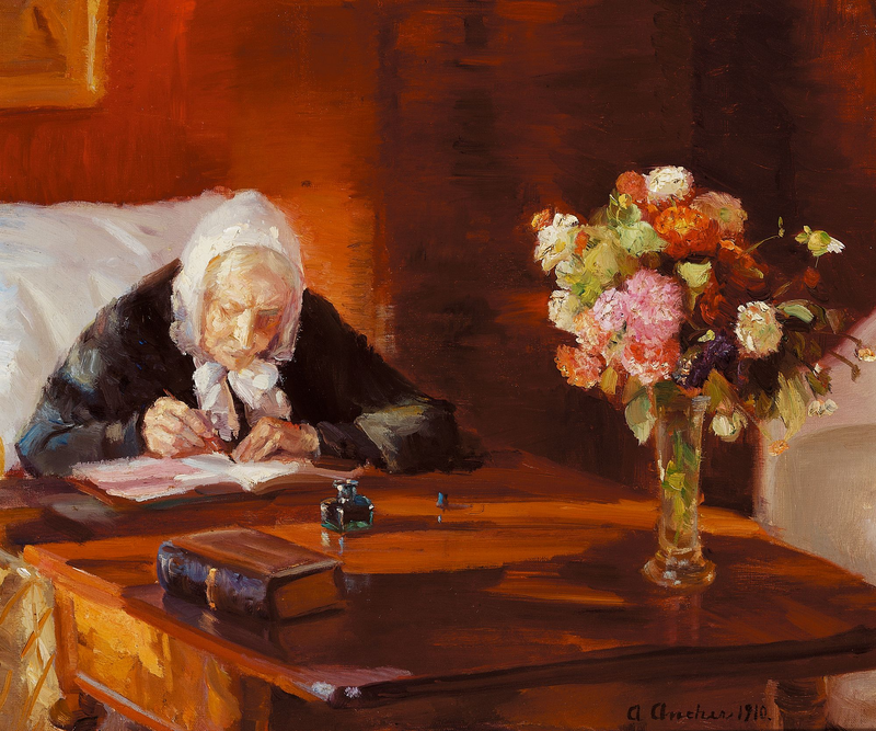 Ane Hedvig Br��ndum pöydässään - Anna Ancher