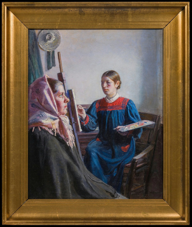 Anna Ancher maalaa mallia - Michael Peter Ancher