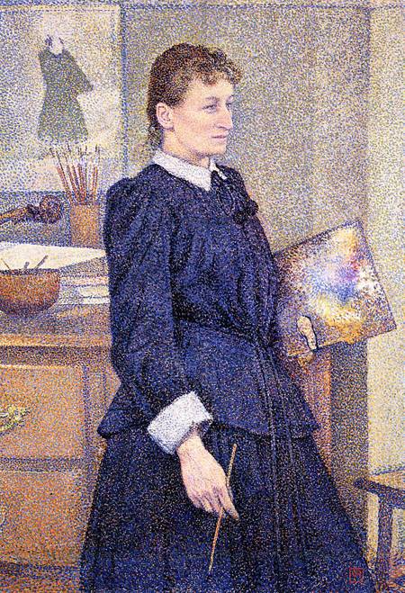 Anna Boch työssään, 1893 - Théodore van Rysselberghe