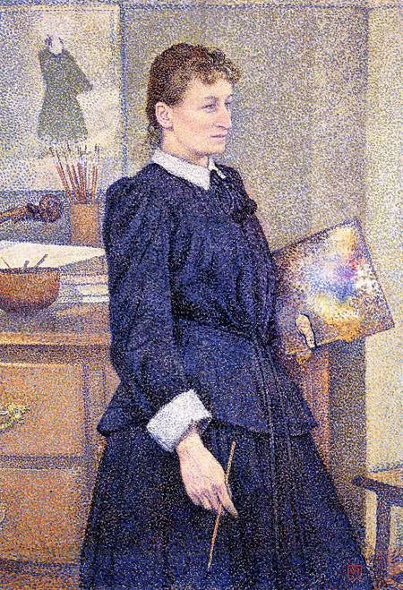 Anna Boch työssään, 1893 - Théodore van Rysselberghe