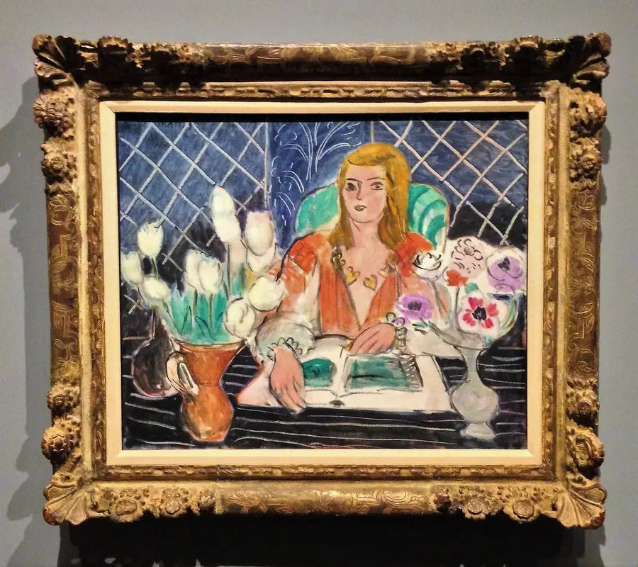 Annelies, valkoiset tulppaanit ja anemonit - Henri Matisse