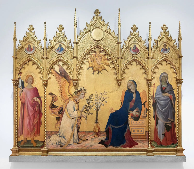 Varoituspyyntö pyhimysten Ansan ja Margueriten välillä - Simone Martini