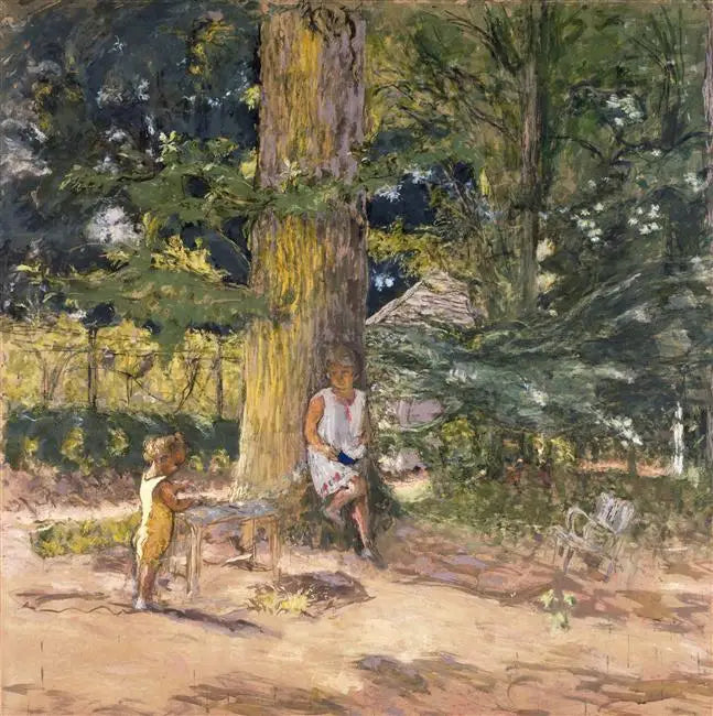 Antoinette David-Weill ja hänen veljenpoikansa Maurice Lambiotte Mareil-le-Guyonissa, projekti - Édouard Vuillard