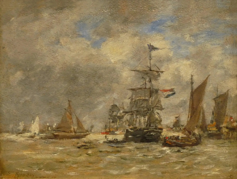 Antwerpen. Aluksia Escaut-joella - Eugène Boudin