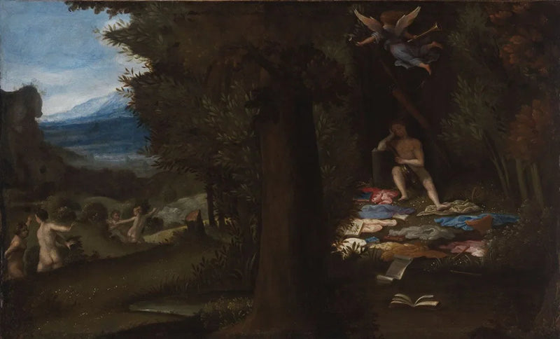 Apollon nukkumassa ja kuuluisat muusat - Lorenzo Lotto