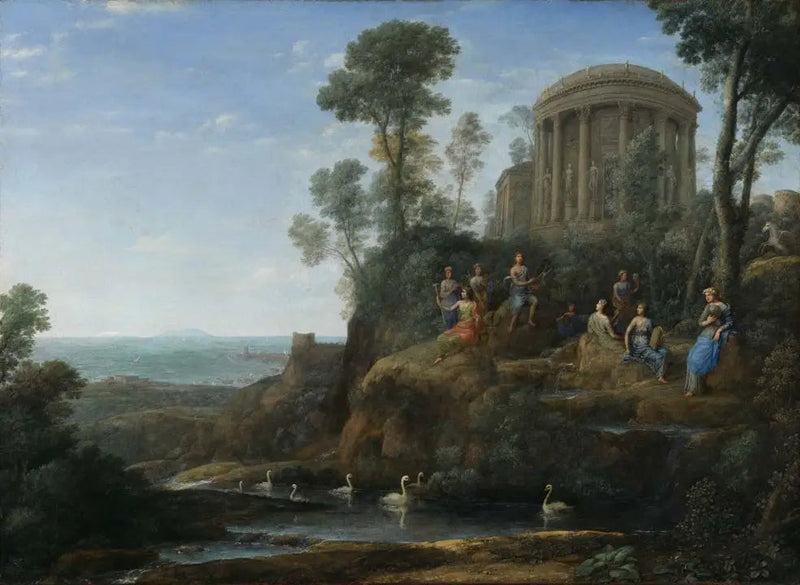 Apollon ja muusikot Helikonvuorella - Claude Lorrain